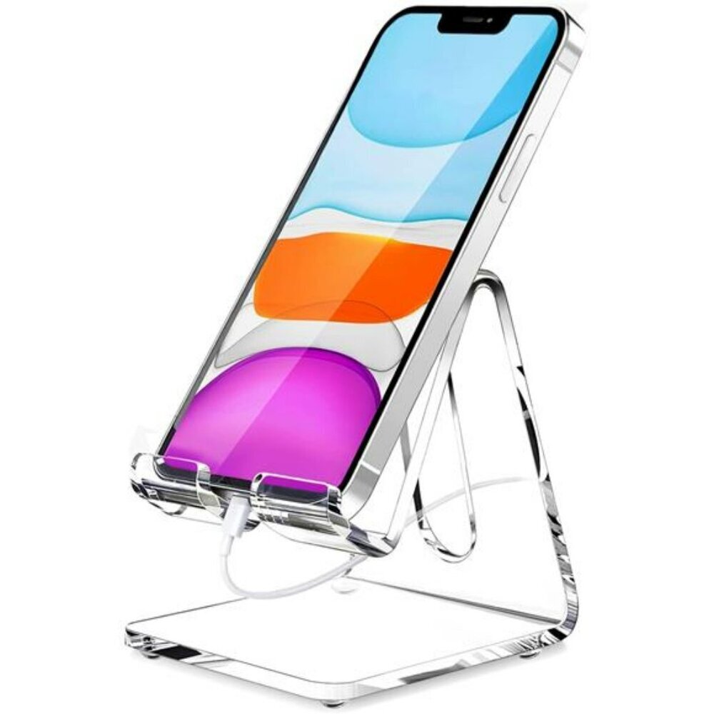 Clear Acrylic Phone Stand Desk Holder iPhone Android Tablet Charging Cradle